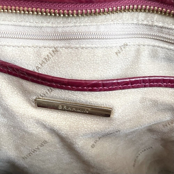 Brahmin Paris Croc Embossed Leather Shoulder Tote Bag Cherry Red Large Excellent - Picture 11 of 12